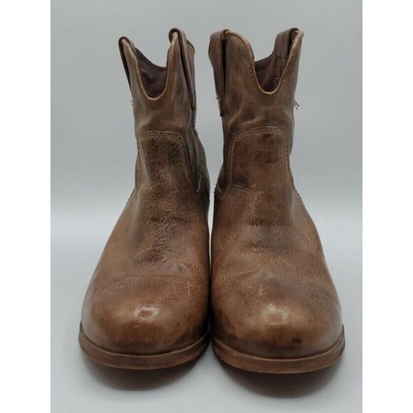 Corral Womens Brown Tan Distressed Leather Western Cowboy Ankle Boots Sz 7 - Picture 2 of 13